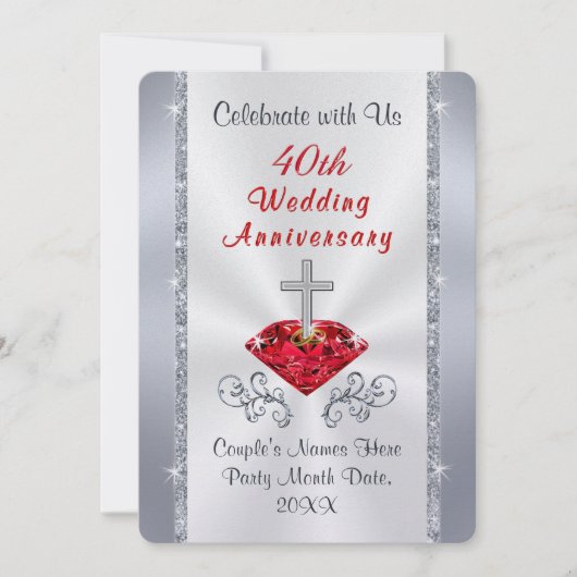 Gepersonaliseerde uitnodigingen voor de 40e verjaa (Voorkant)