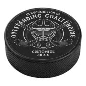 Gepersonaliseerde uitstaande doelman hockey puck (3/4)