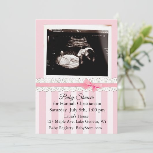 Gepersonaliseerde Ultrasound Baby Shower Uitnodigi Kaart (Staand voorkant)
