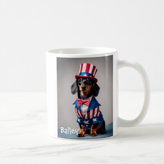 Gepersonaliseerde Uncle Sam Dachshund Mok (Rechts)