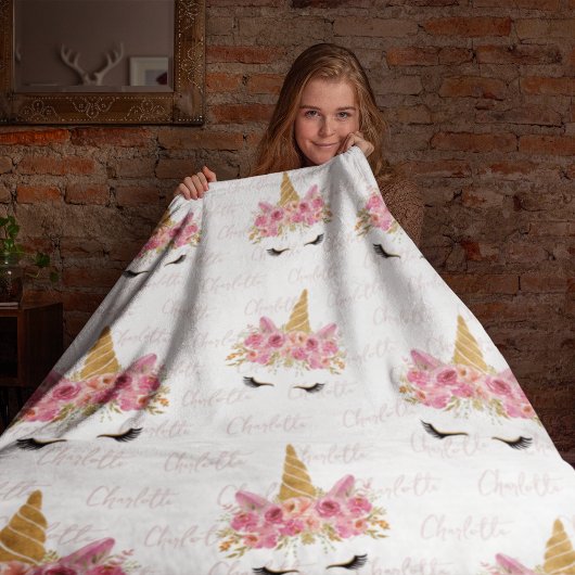 Gepersonaliseerde Unicorn die Naam herhalen Monogr Fleece Deken
