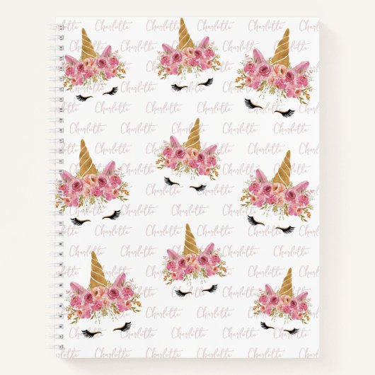 Gepersonaliseerde Unicorn die Naam herhalen Monogr Notitieboek (Voorkant)