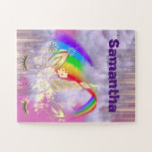 Gepersonaliseerde Unicorn Face Rainbow-Kinderen Legpuzzel (Horizontaal)