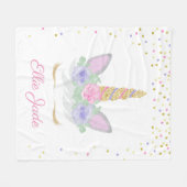 Gepersonaliseerde Unicorn Face Waterverf Sprinkles Fleece Deken (Voorkant (Horizontaal))