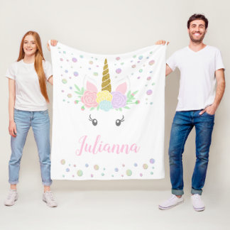 Gepersonaliseerde Unicorn Gezichtsdeken Fleece Deken