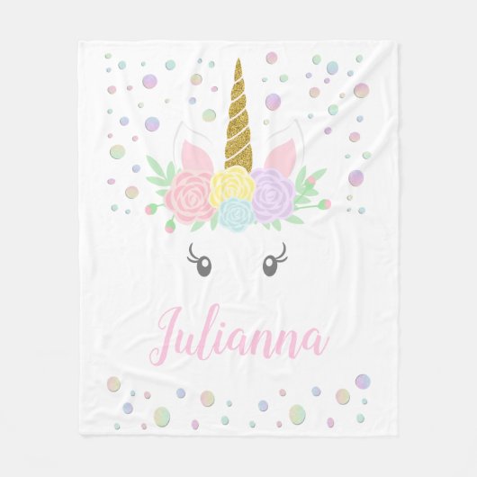 Gepersonaliseerde Unicorn Gezichtsdeken Fleece Deken (Voorkant)