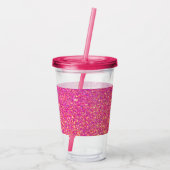 Gepersonaliseerde Unicorn Girly Pink Glitter Spark Acryl Drinkbeker (Achterkant)