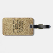 Gepersonaliseerde Unicorn Gold Glitter Bagagelabel (Achterkant horizontaal)