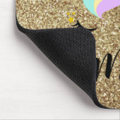 Gepersonaliseerde Unicorn Gold Glitter Muismat (Hoek)
