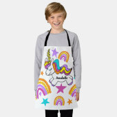 Gepersonaliseerde Unicorn Hearts Stars Rainbows Schort (Gedragen)