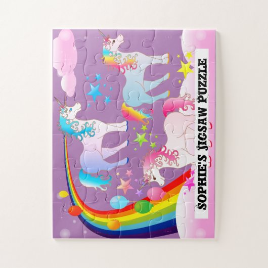 Gepersonaliseerde Unicorn Jigzaag Puzzle 100 stuks Legpuzzel (Verticaal)