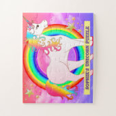 Gepersonaliseerde Unicorn Jigzaag Puzzle met regen Legpuzzel (Verticaal)