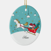 Gepersonaliseerde Unicorn-kerstversiering, Keramisch Ornament (Rechts)