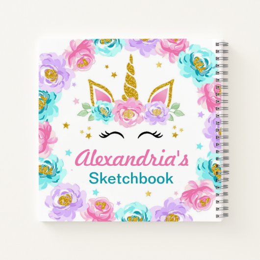 Gepersonaliseerde Unicorn Kids Verjaardagsfeestje  Notitieboek (Achterkant)