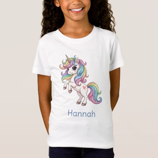 Gepersonaliseerde Unicorn Meisjes T-shirt (Voorkant)