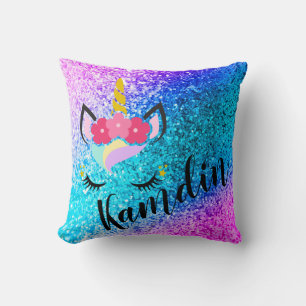 Gepersonaliseerde Unicorn Ombre Fade Glitter Kusse Kussen