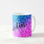 Gepersonaliseerde Unicorn Ombre Glitter Coffee Mok (Voorkant rechts)