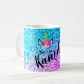 Gepersonaliseerde Unicorn Ombre Glitter Coffee Mok (Voorkant links)