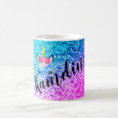 Gepersonaliseerde Unicorn Ombre Glitter Coffee Mok (Center)