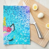 Gepersonaliseerde Unicorn Ombre Glitter Keukenhand Theedoek (Quarter Fold)