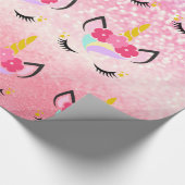 Gepersonaliseerde Unicorn Ombre Glitter Wrapping P Cadeaupapier (Hoek)