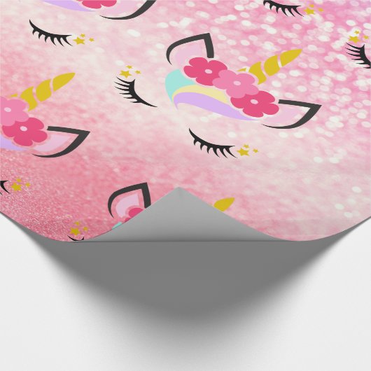 Gepersonaliseerde Unicorn Ombre Glitter Wrapping P Cadeaupapier (Hoek)