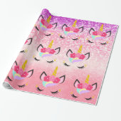 Gepersonaliseerde Unicorn Ombre Glitter Wrapping P Cadeaupapier (Uitgerold)