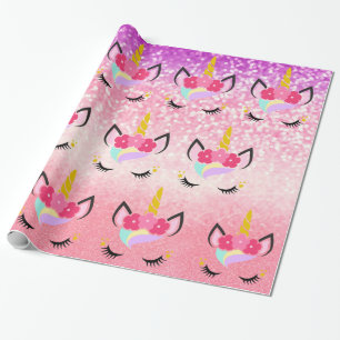 Gepersonaliseerde Unicorn Ombre Glitter Wrapping P Cadeaupapier