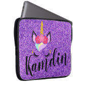 Gepersonaliseerde Unicorn Paarse Glitter Laptop Ho Laptop Sleeve (Voorkant Rechts)