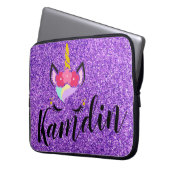 Gepersonaliseerde Unicorn Paarse Glitter Laptop Ho Laptop Sleeve (Voorkant Links)
