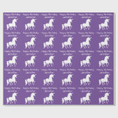 Gepersonaliseerde Unicorn Pattern Girls Birthday P Cadeaupapier (Vlak)