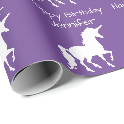 Gepersonaliseerde Unicorn Pattern Girls Birthday P Cadeaupapier (Rol Hoek)