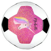 Gepersonaliseerde Unicorn Pink Glitter Sparkles Gi Voetbal (Gedraaid)