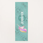 Gepersonaliseerde Unicorn Rainbow Blauwgroen sterr Yogamat (Voorkant)