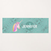 Gepersonaliseerde Unicorn Rainbow Blauwgroen sterr Yogamat (Voorkant (horizontaal))
