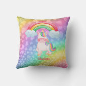 Gepersonaliseerde Unicorn Rainbow Hearts Kussen (Achterkant)