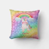 Gepersonaliseerde Unicorn Rainbow Hearts Kussen (Voorkant)