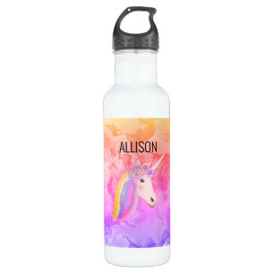 Gepersonaliseerde Unicorn Rainbow-Kinderen Waterfles