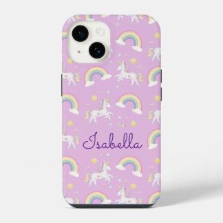 Gepersonaliseerde Unicorn Rainbow Sparkle iPhone C 14 Hoesje