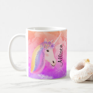 Gepersonaliseerde Unicorn-regenboog kleurig Koffiemok
