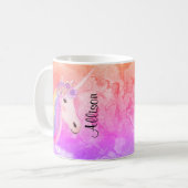 Gepersonaliseerde Unicorn-regenboog kleurig Koffiemok (Voorkant links)
