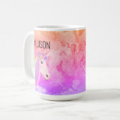 Gepersonaliseerde Unicorn-regenboog kleurige hete  Koffiemok (Voorkant links)