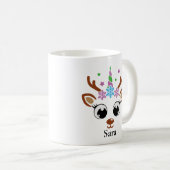 Gepersonaliseerde Unicorn Reindeer Snowflake Kerst Koffiemok (Voorkant rechts)