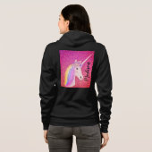 Gepersonaliseerde Unicorn roze glitter Hoodie (Achterkant volledig)