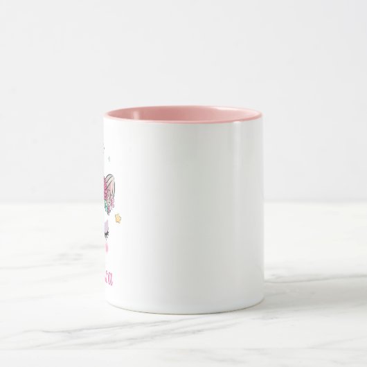 Gepersonaliseerde Unicorn roze Mok met twee toonaa (Midden)