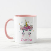 Gepersonaliseerde Unicorn roze Mok met twee toonaa (Links)