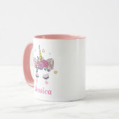 Gepersonaliseerde Unicorn roze Mok met twee toonaa (Voorkant links)