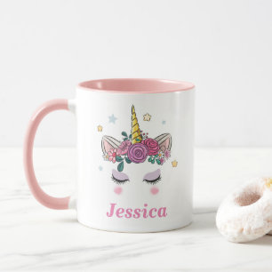Gepersonaliseerde Unicorn roze Mok met twee toonaa