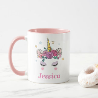 Gepersonaliseerde Unicorn roze Mok met twee toonaa