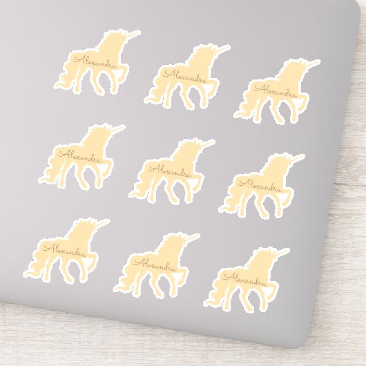 Gepersonaliseerde Unicorn set van 9 Die Cut Sticke Sticker (Detail)